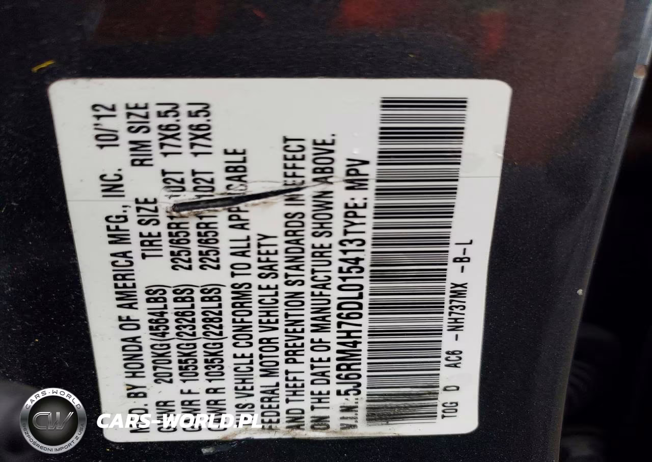 2013 Honda Cr-V Exl VIN:5J6RM4H76DL015413 - 12