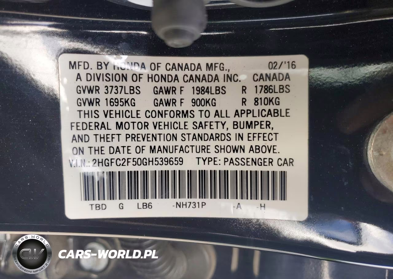 2016 Honda Civic Lx VIN:2HGFC2F50GH539659 - 12