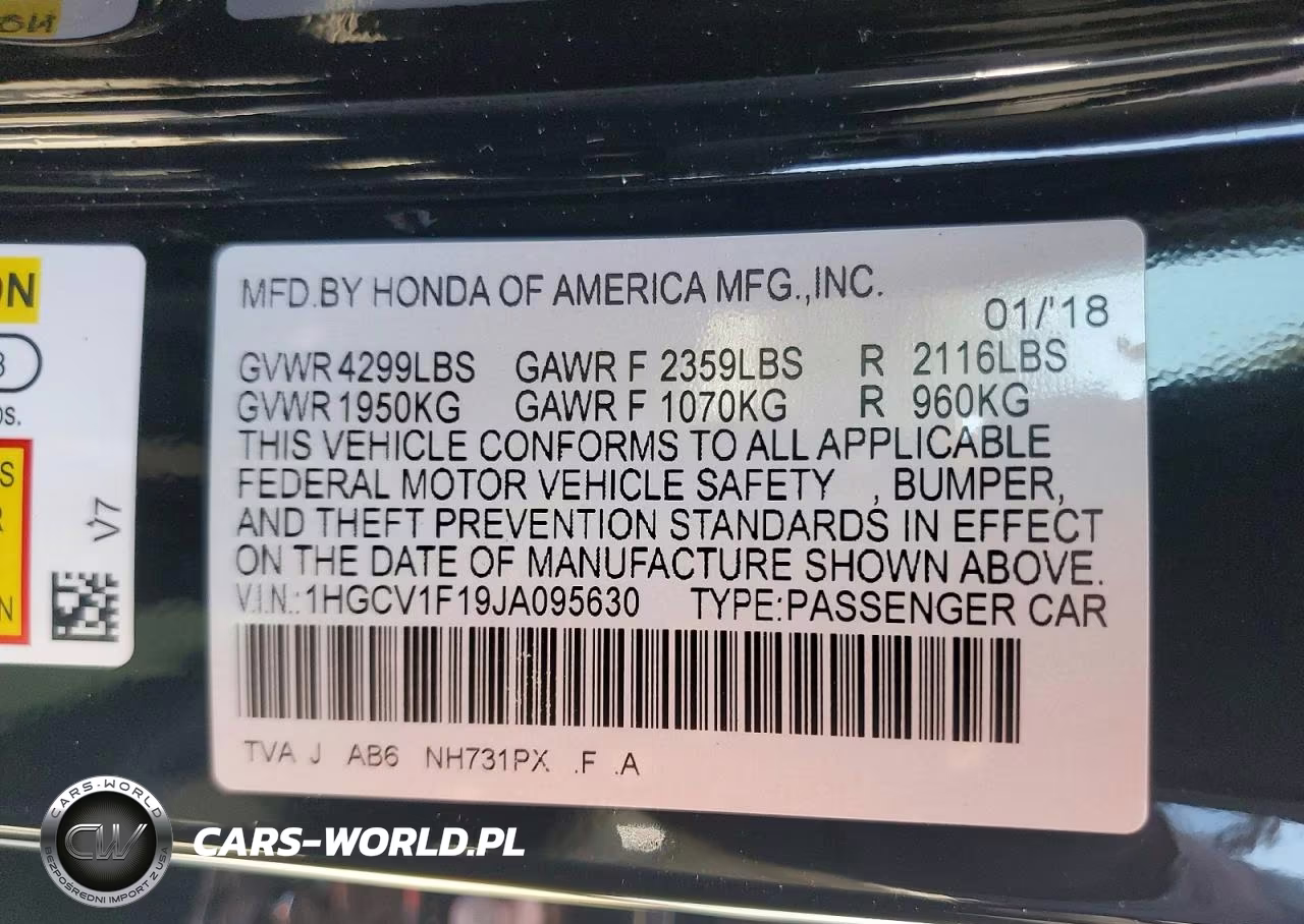 2018 Honda Accord Lx VIN:1HGCV1F19JA095630 - 12