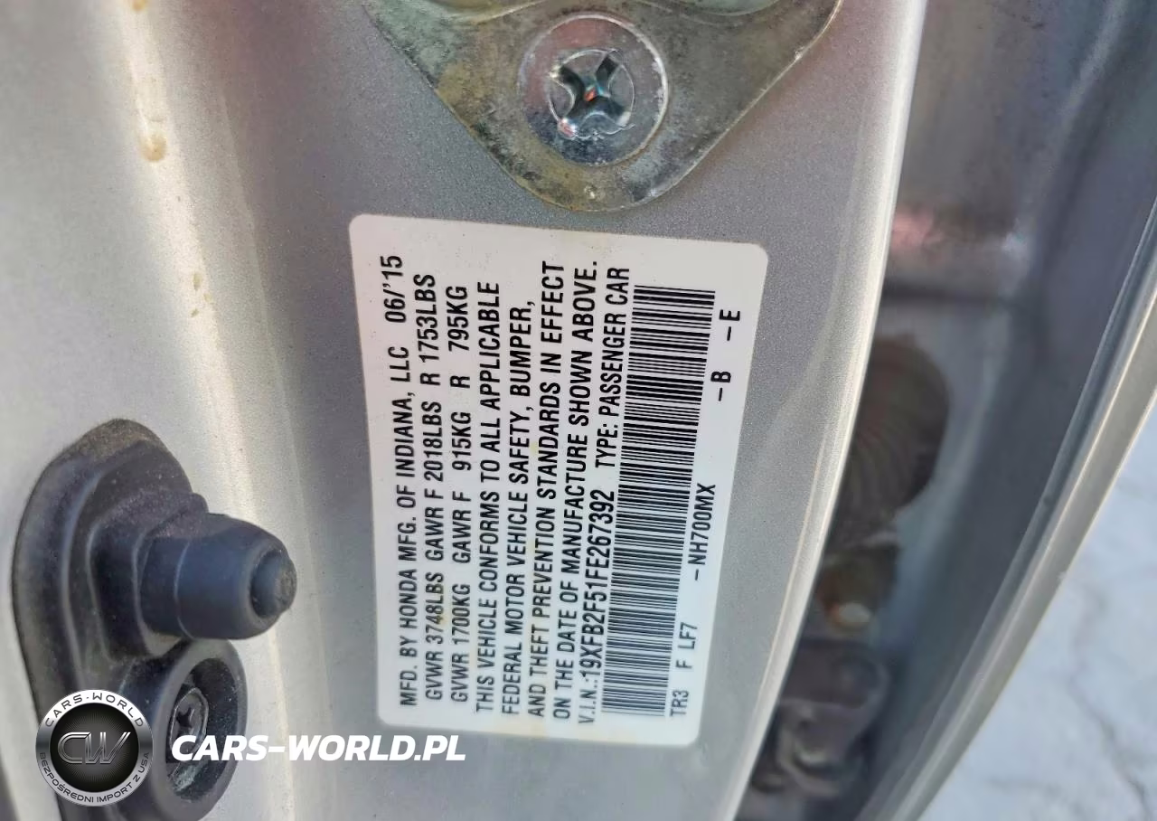 2015 Honda Civic Lx VIN:19XFB2F51FE267392 - 12