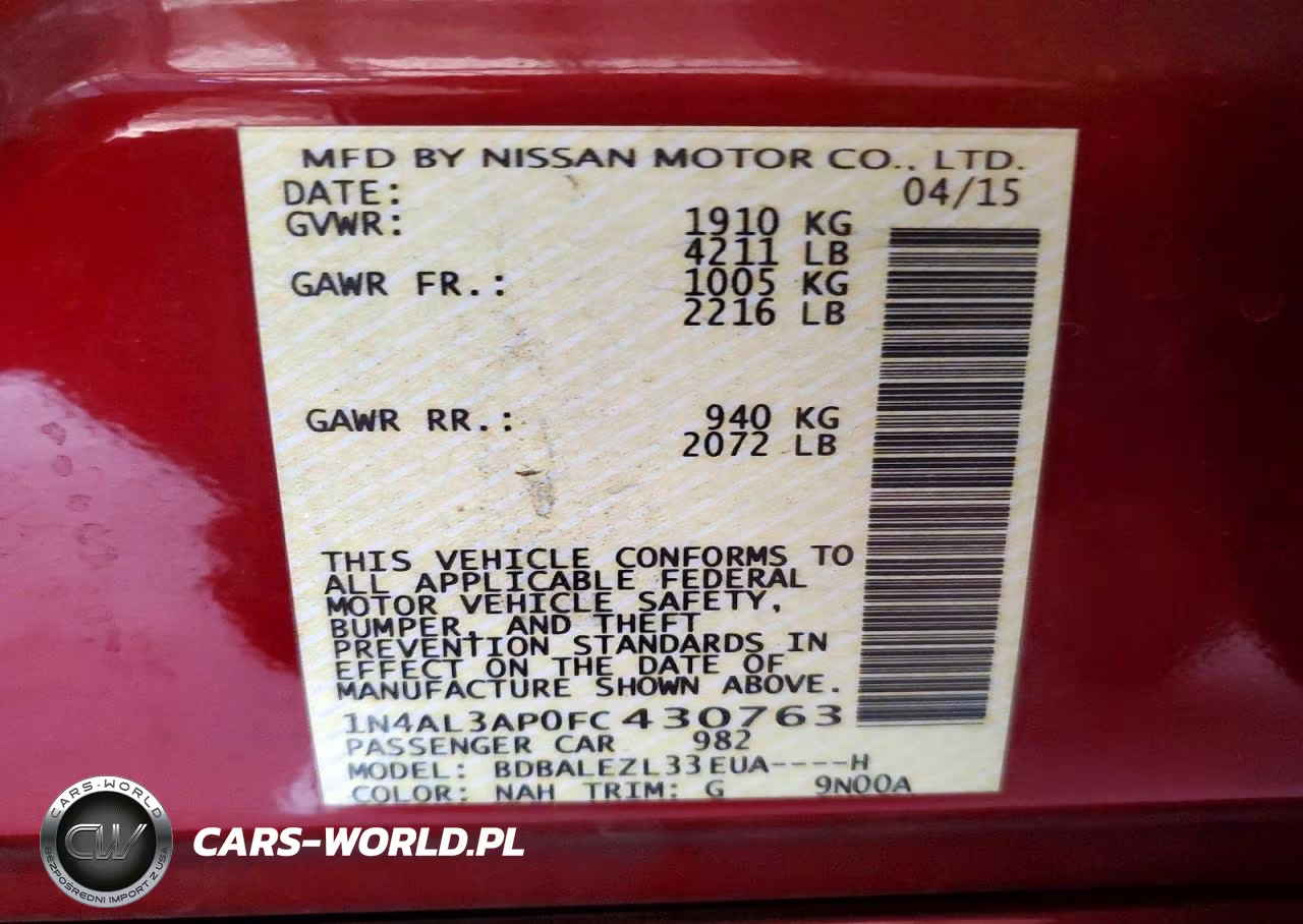 2015 Nissan Altima 2.5 S VIN:1N4AL3AP0FC430763 - 12