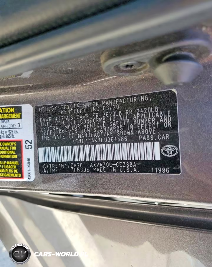 2020 Toyota Camry Se VIN:4T1G11AK1LU364566 - 12