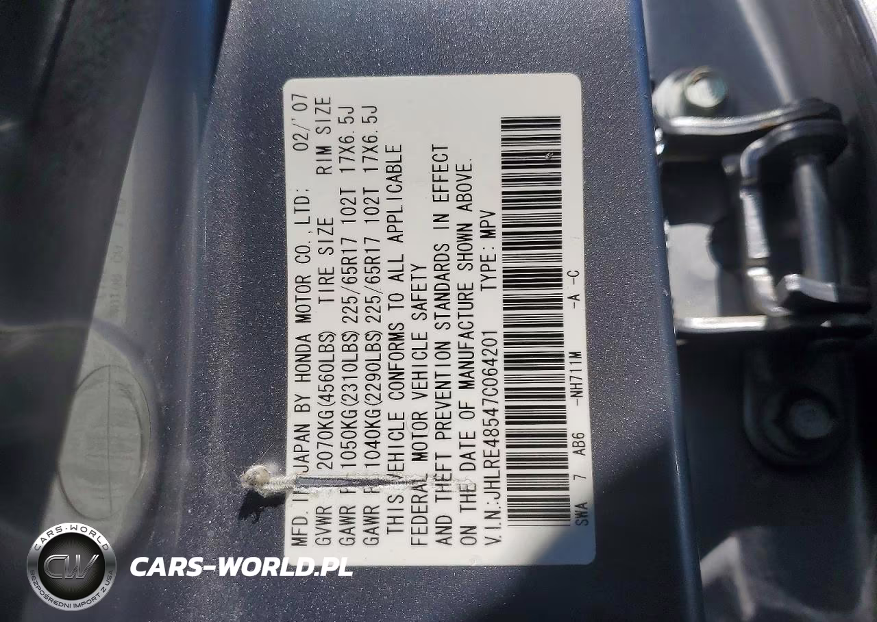 2007 Honda Cr-V Ex VIN:JHLRE48547C064201 - 13