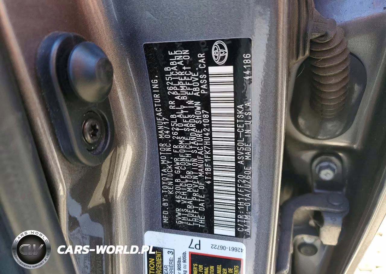 2017 Toyota Camry Se VIN:4T1BF1FK7HU421087 - 12