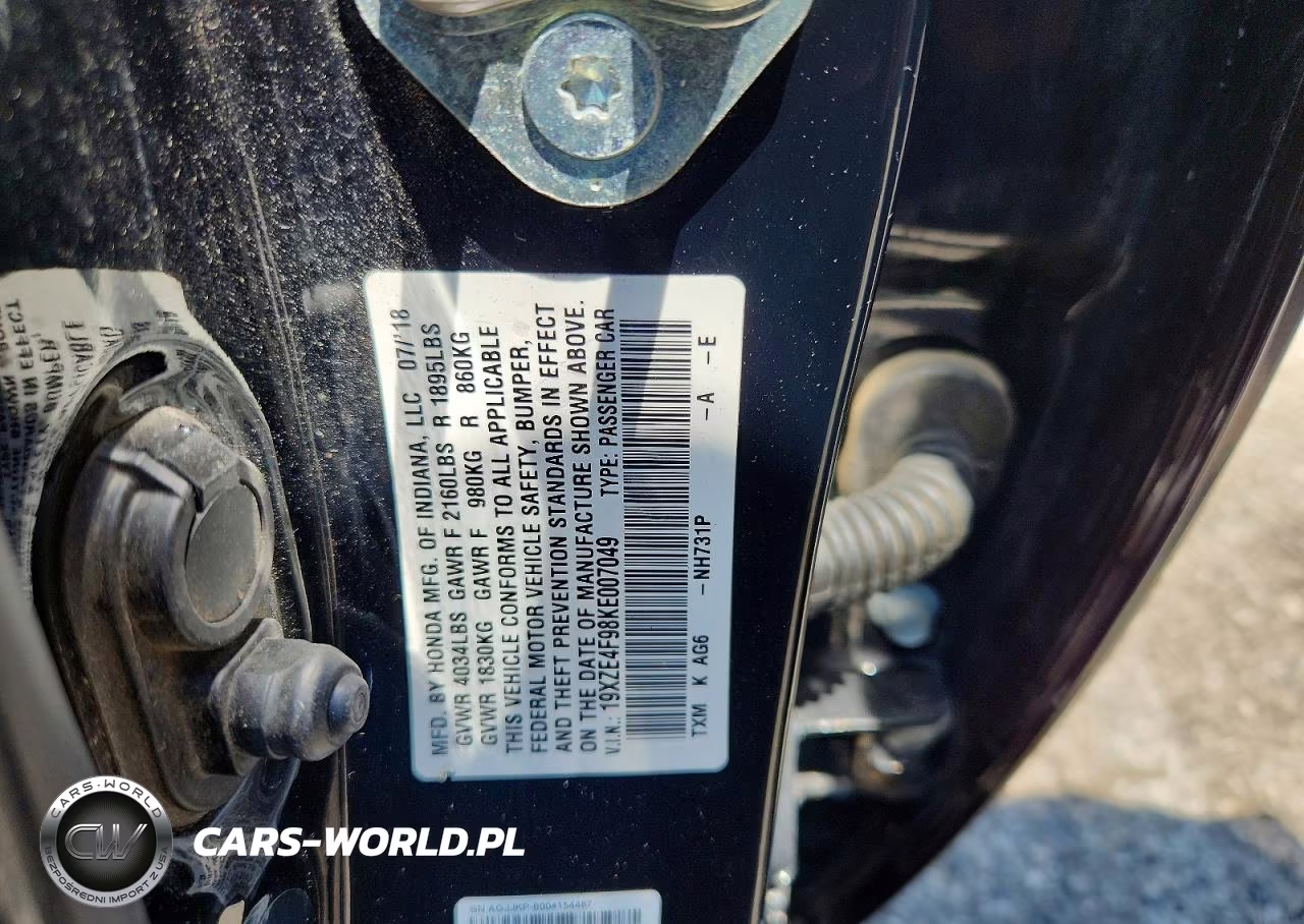 2019 Honda Insight Touring VIN:19XZE4F98KE007049 - 12