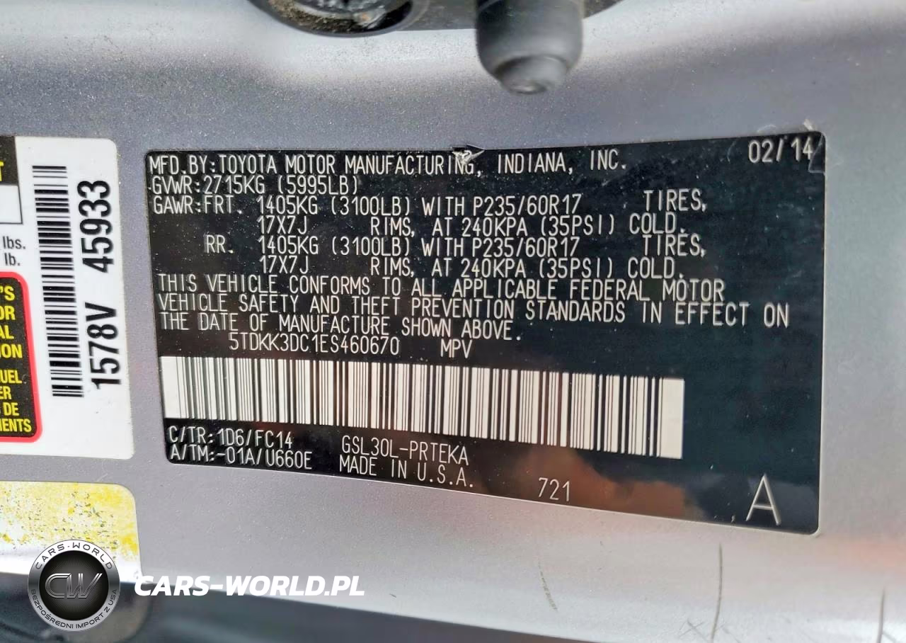 2014 Toyota Sienna Le VIN:5TDKK3DC1ES460670 - 13