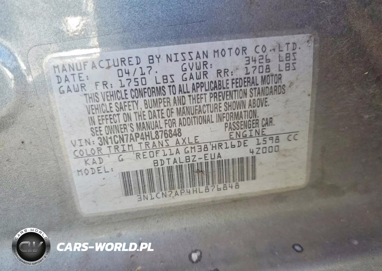 2017 Nissan Versa 1.6 Sv VIN:3N1CN7AP4HL876848 - 12