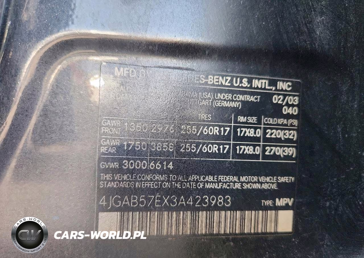 2003 Mercedes-Benz Ml 350 VIN:4JGAB57EX3A423983 - 14