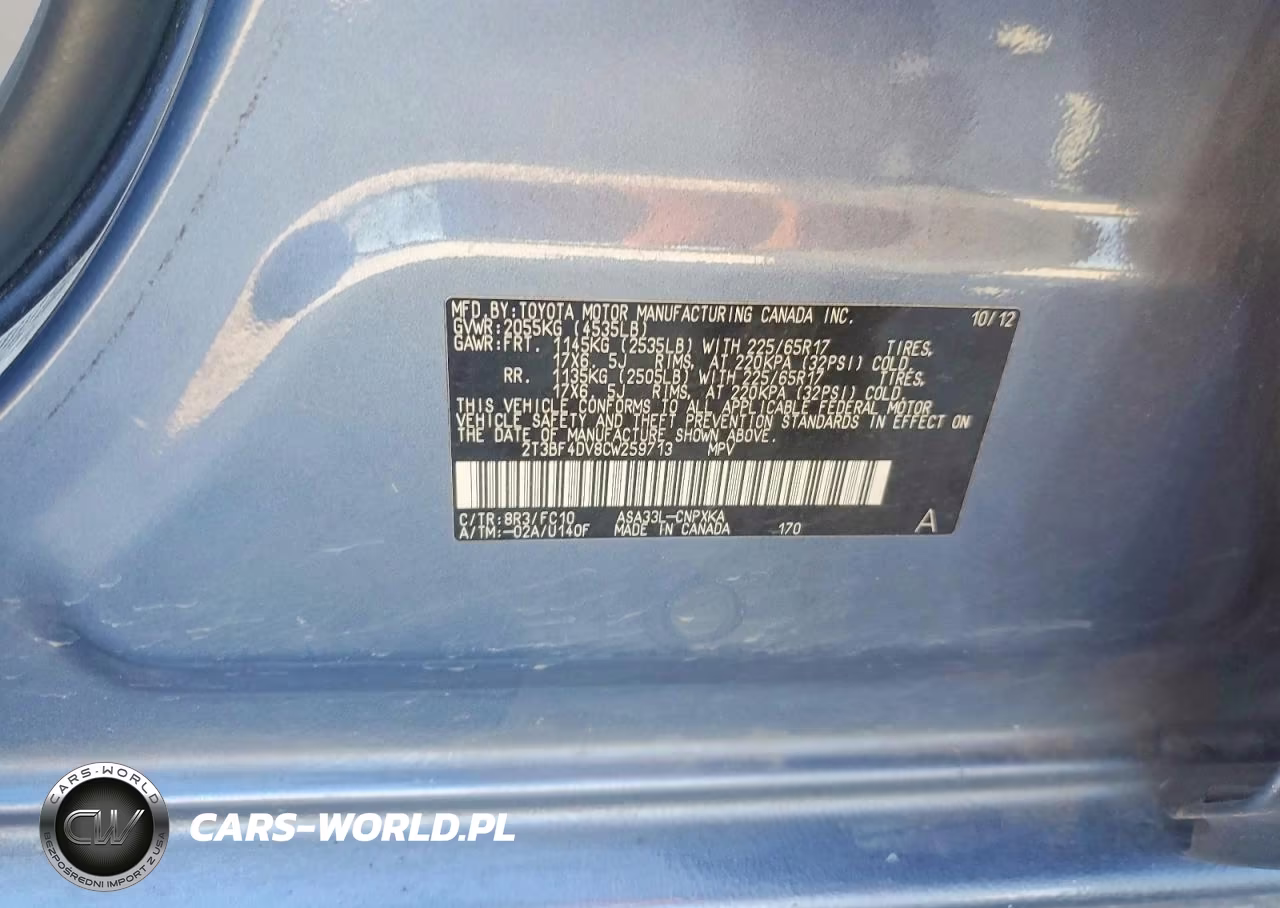 2012 Toyota Rav4 Base VIN:2T3BF4DV8CW259713 - 13