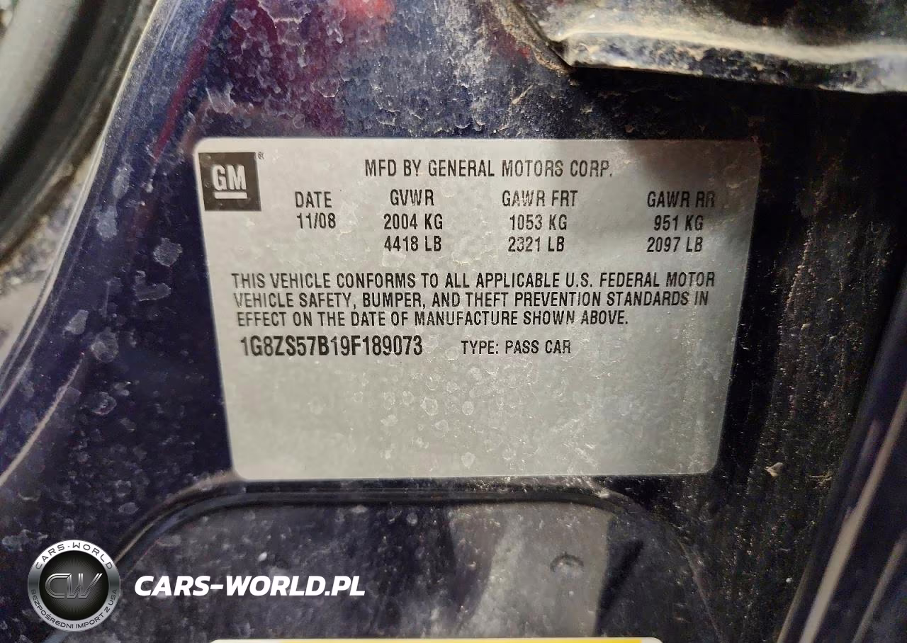 2009 Saturn Aura Xe VIN:1G8ZS57B19F189073 - 12