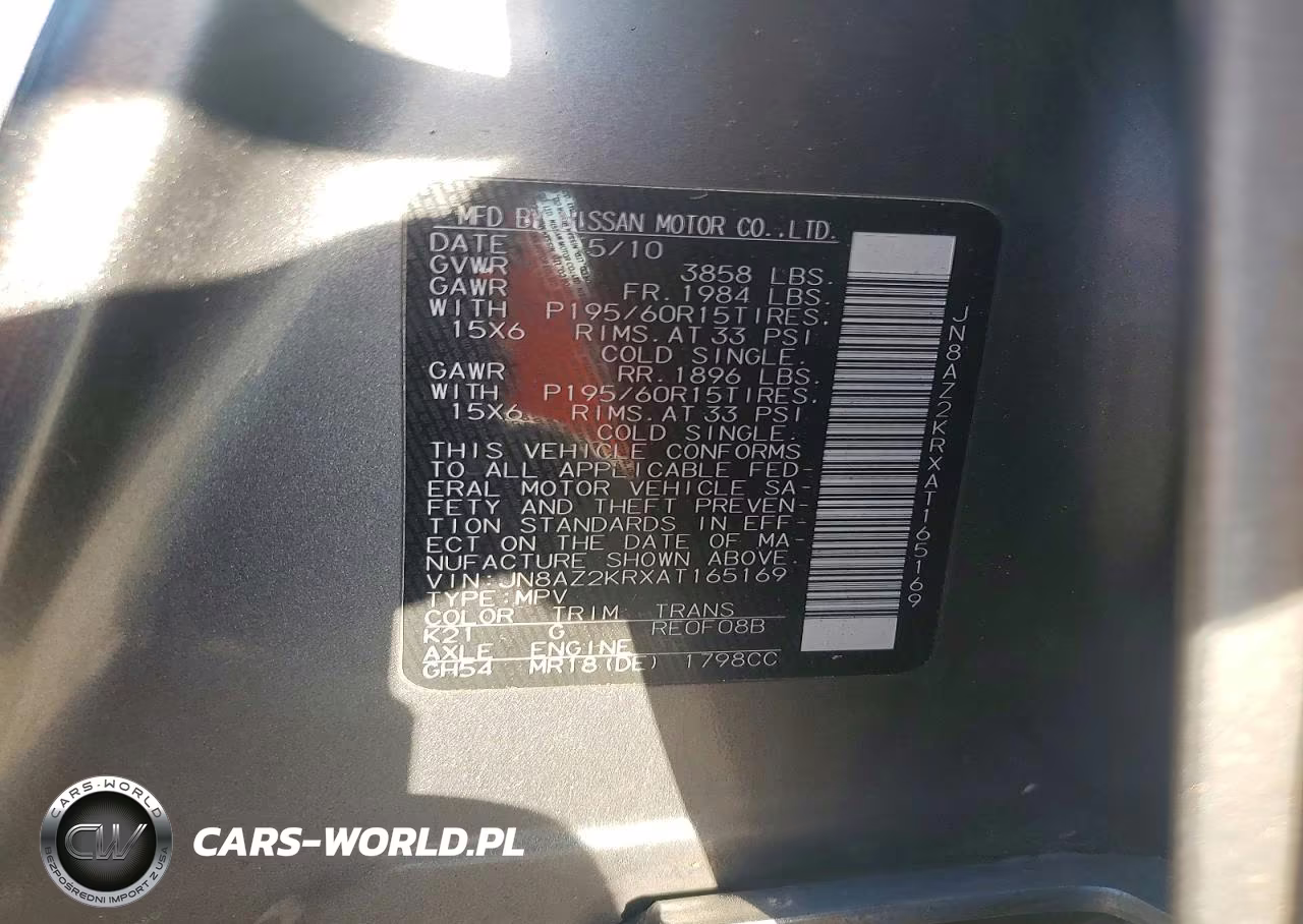 2010 Nissan Cube 1.8 VIN:JN8AZ2KRXAT165169 - 12