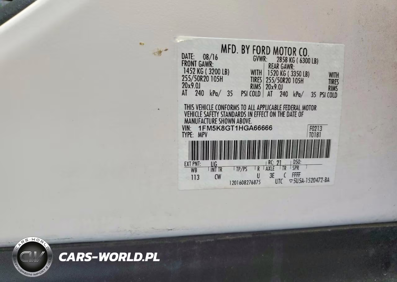2017 Ford Explorer Sport VIN:1FM5K8GT1HGA66666 - 14
