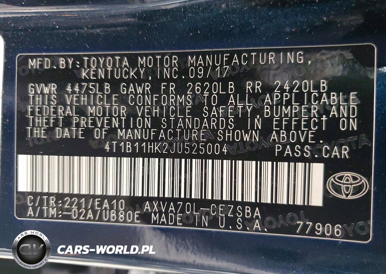 2018 Toyota Camry Se VIN:4T1B11HK2JU525004 - 12