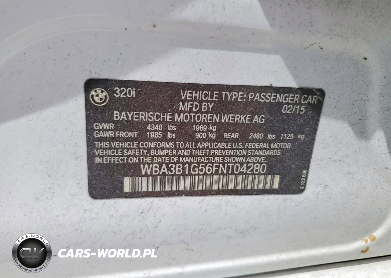 2015 BMW 320 I VIN:WBA3B1G56FNT04280 - 12