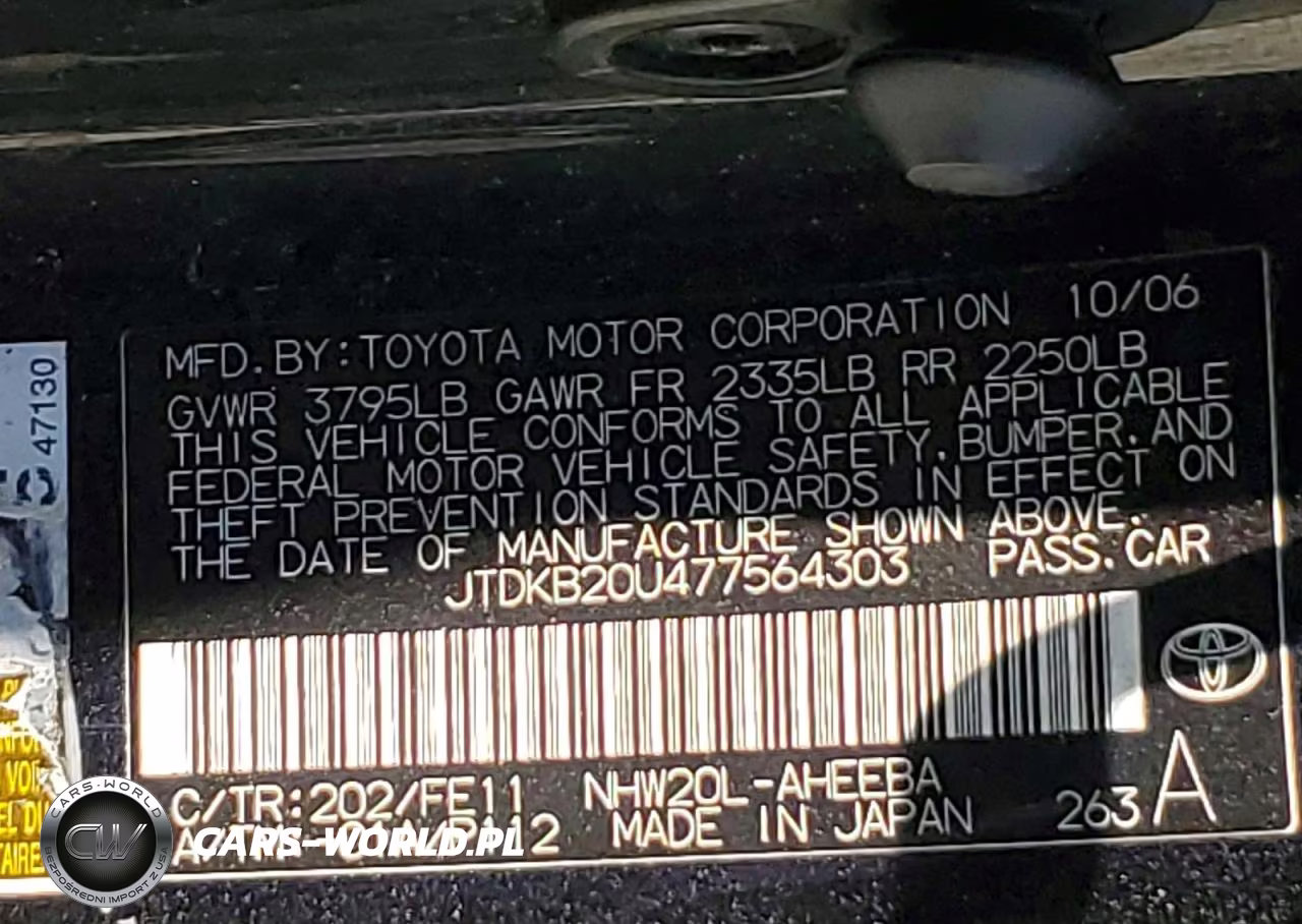 2007 Toyota Prius Base VIN:JTDKB20U477564303 - 12