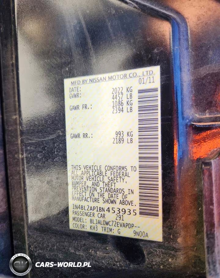 2011 Nissan Altima Sr VIN:1N4BL2AP1BN453935 - 12