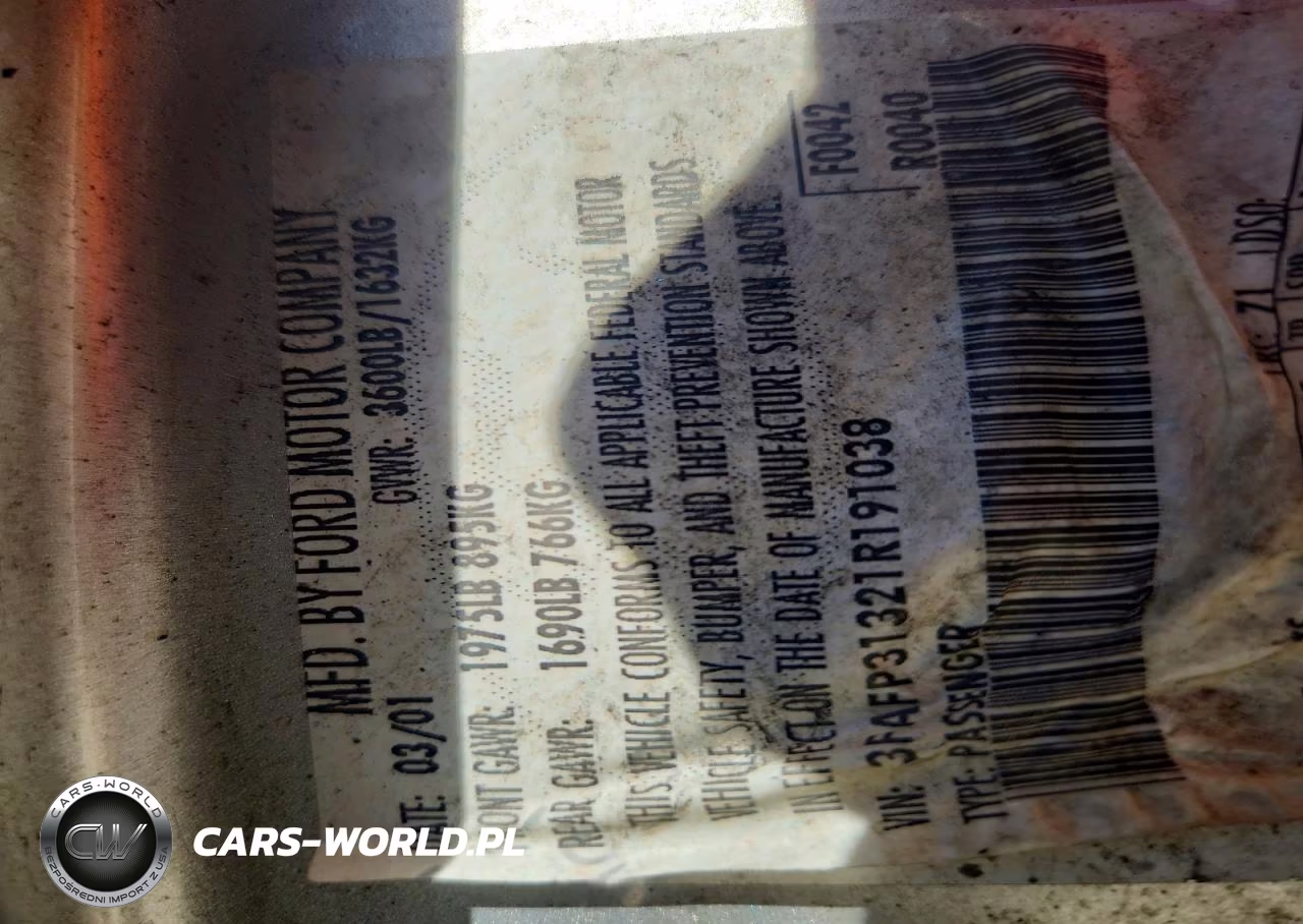 2001 Ford Focus Zx3 VIN:3FAFP31321R191038 - 12
