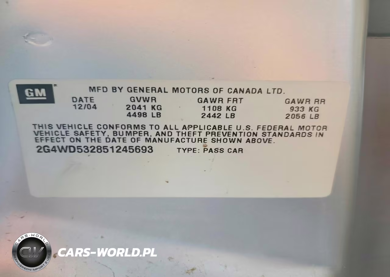 2005 Buick Lacrosse Cxl VIN:2G4WD532851245693 - 12