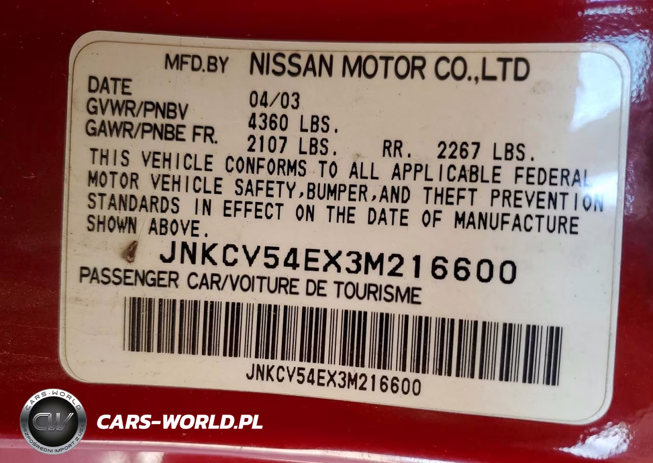 2003 Infiniti G35 Base VIN:JNKCV54EX3M216600 - 12
