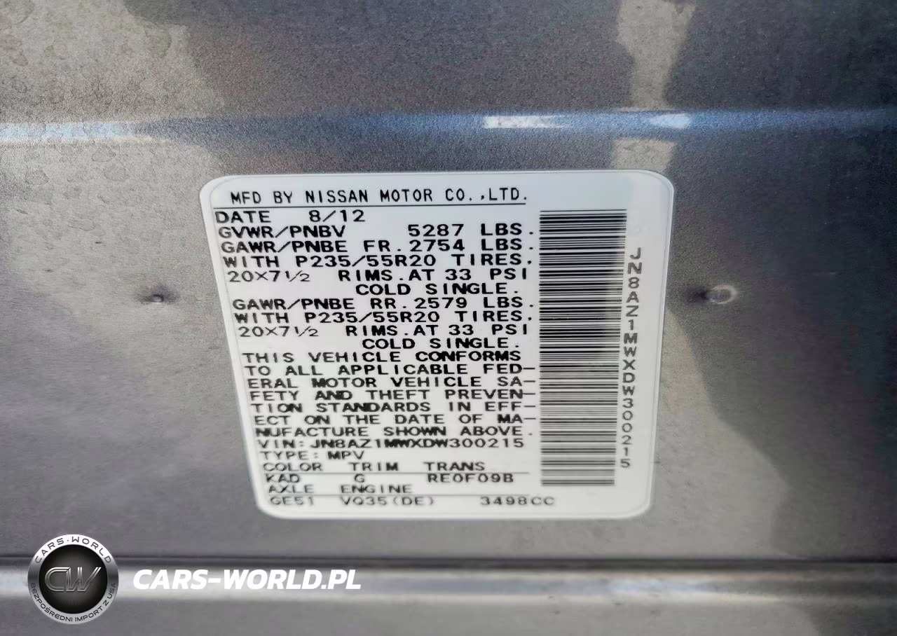 2013 Nissan Murano S VIN:JN8AZ1MWXDW300215 - 12