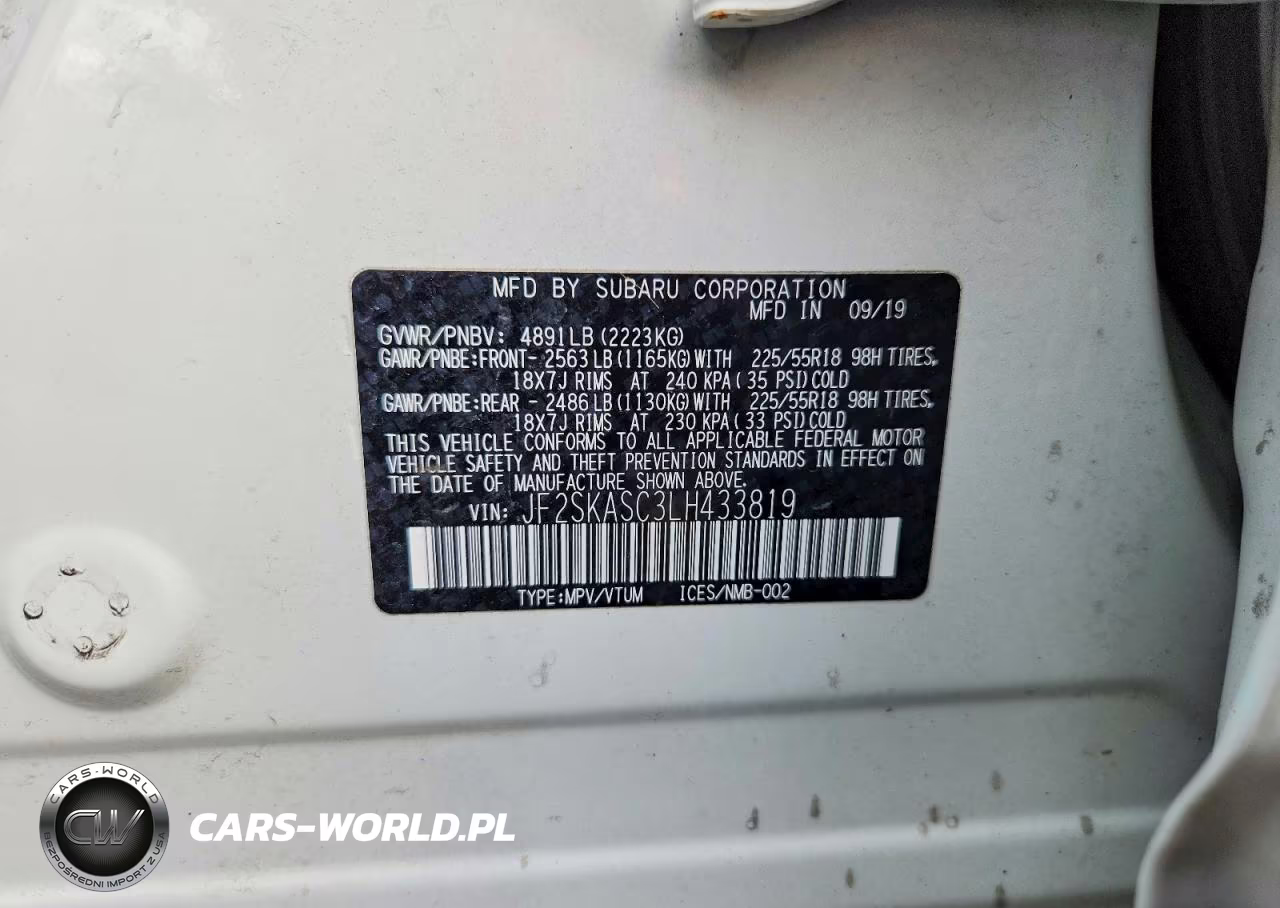 2020 Subaru Forester Limited VIN:JF2SKASC3LH433819 - 13
