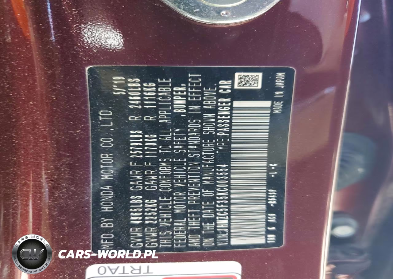 2019 Honda Clarity Touring VIN:JHMZC5F35KC003554 - 12