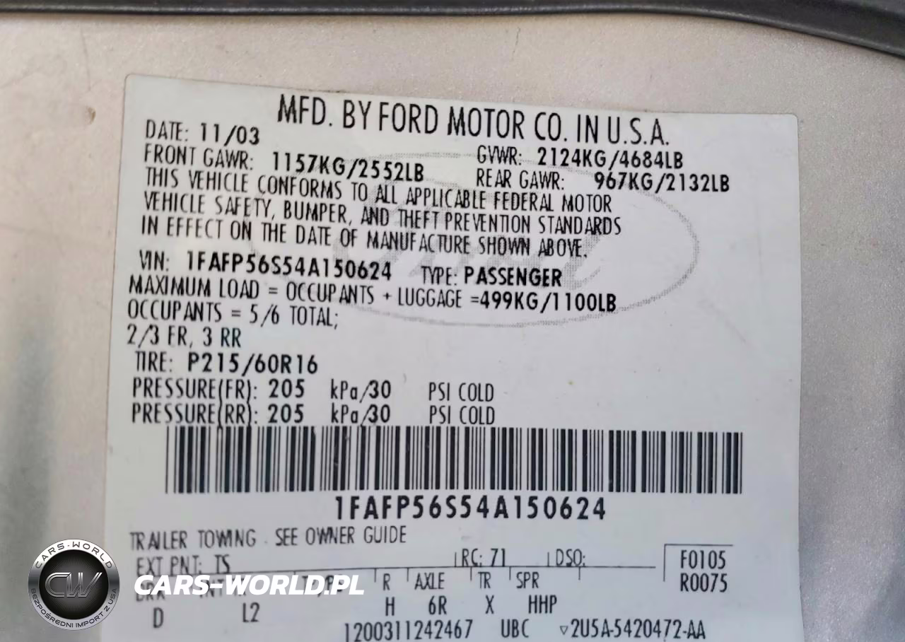 2004 Ford Taurus Sel VIN:1FAFP56S54A150624 - 12