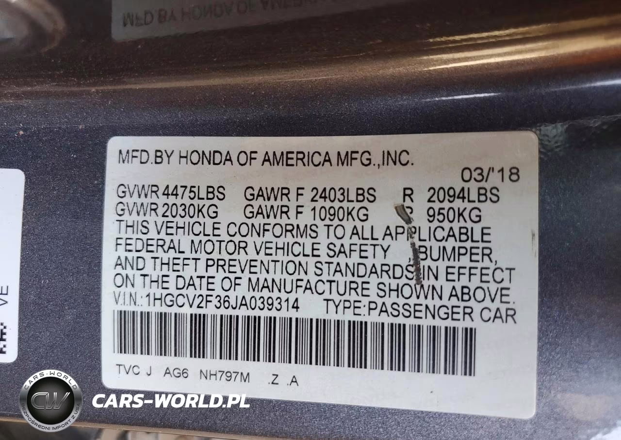 2018 Honda Accord Sport VIN:1HGCV2F36JA039314 - 13