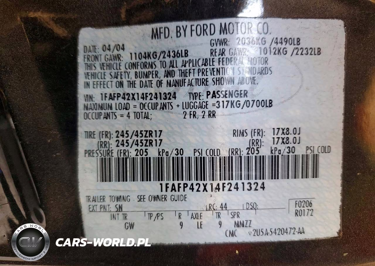 2004 Ford Mustang Gt VIN:1FAFP42X14F241324 - 12