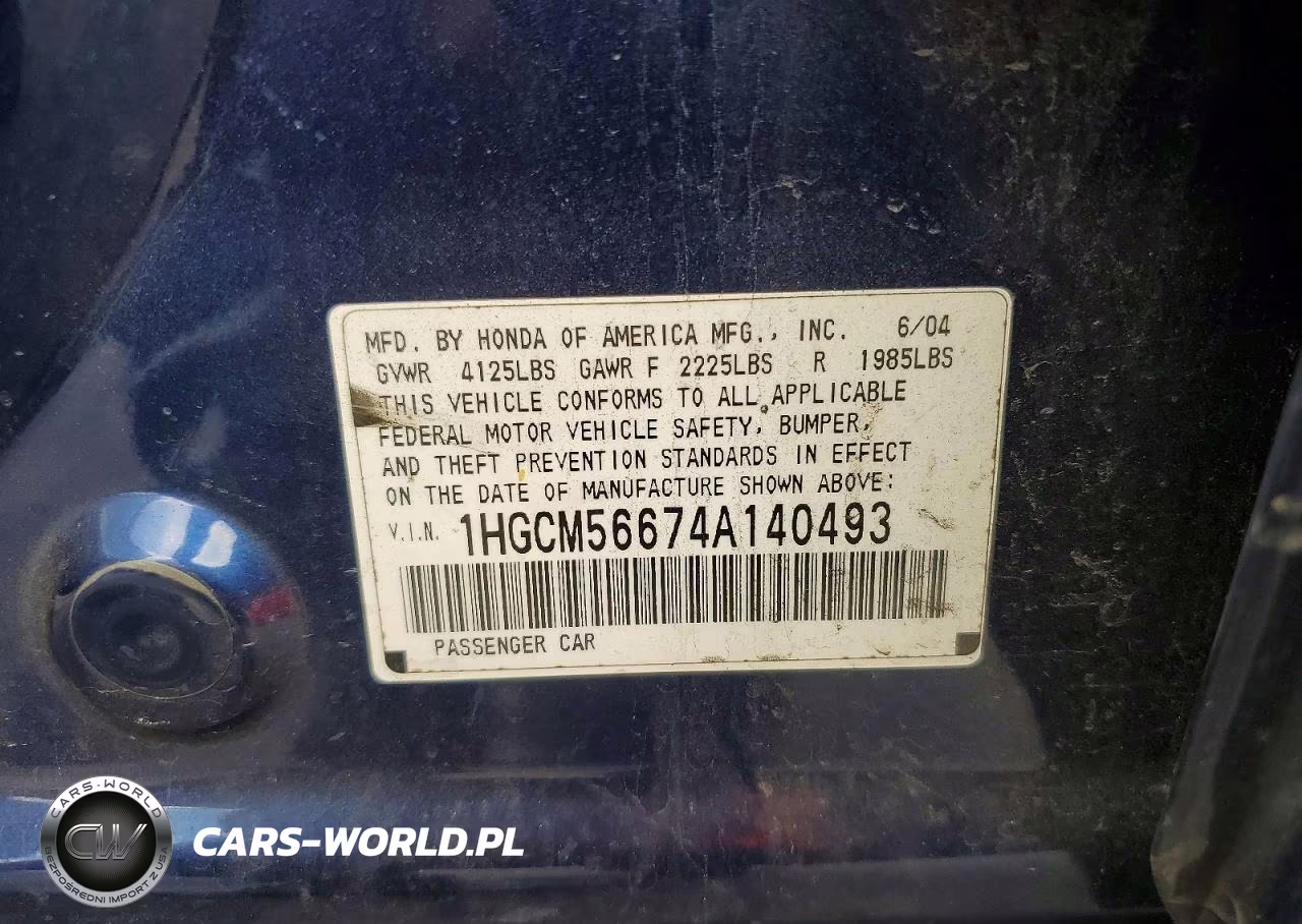 2004 Honda Accord Ex VIN:1HGCM56674A140493 - 12