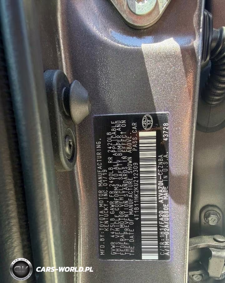 2019 Toyota Camry L VIN:4T1B11HK2KU212309 - 10