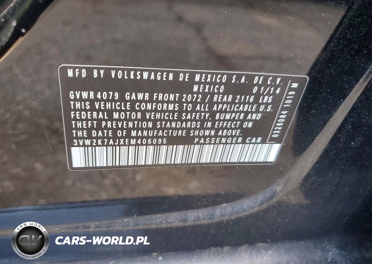 2014 Volkswagen Jetta Base VIN:3VW2K7AJXEM406095 - 12