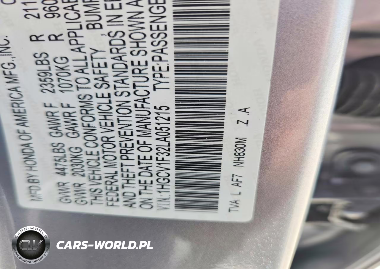 2020 Honda Accord Sport VIN:1HGCV1F32LA051215 - 12