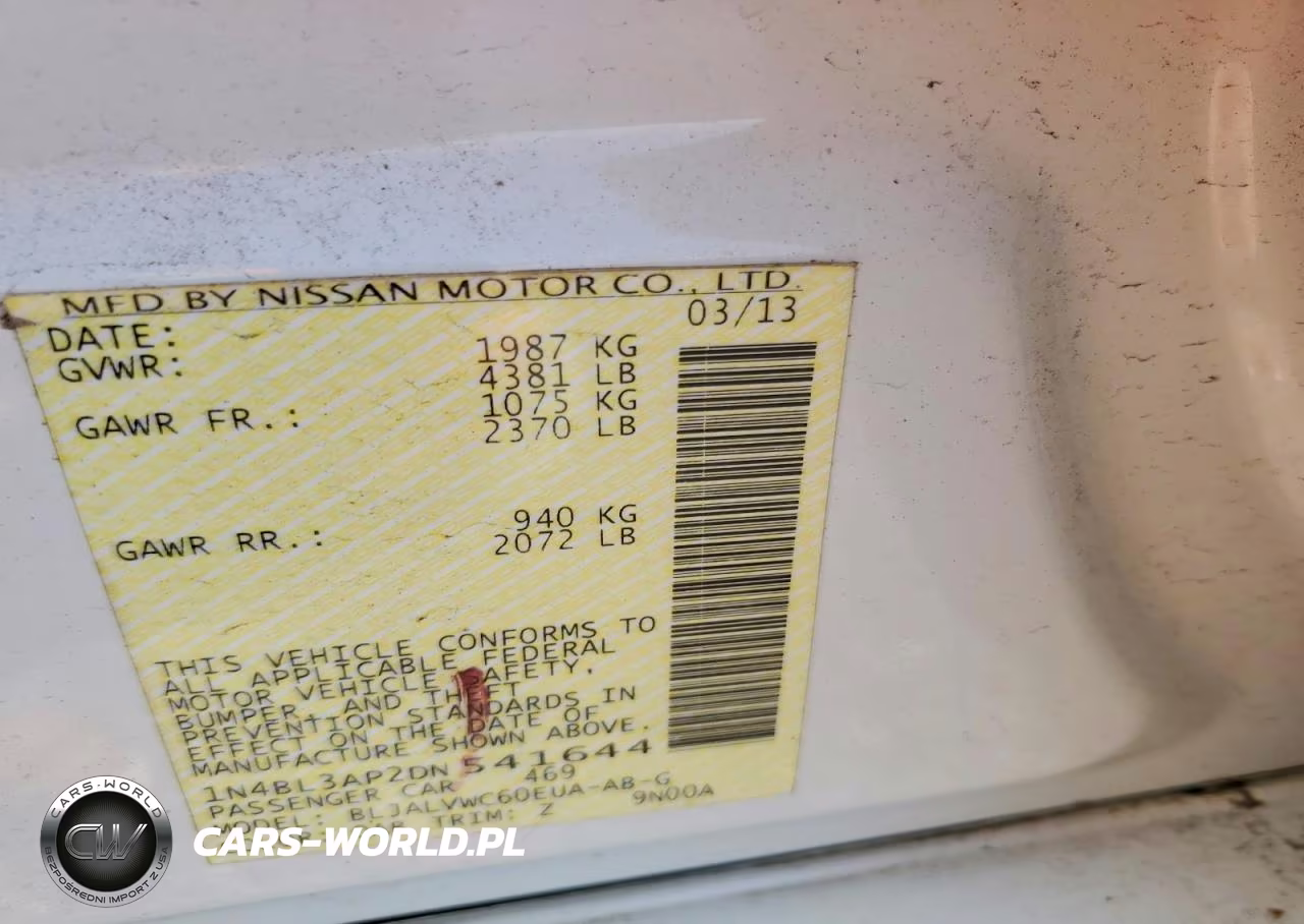 2013 Nissan Altima 3.5 S VIN:1N4BL3AP2DN541644 - 12