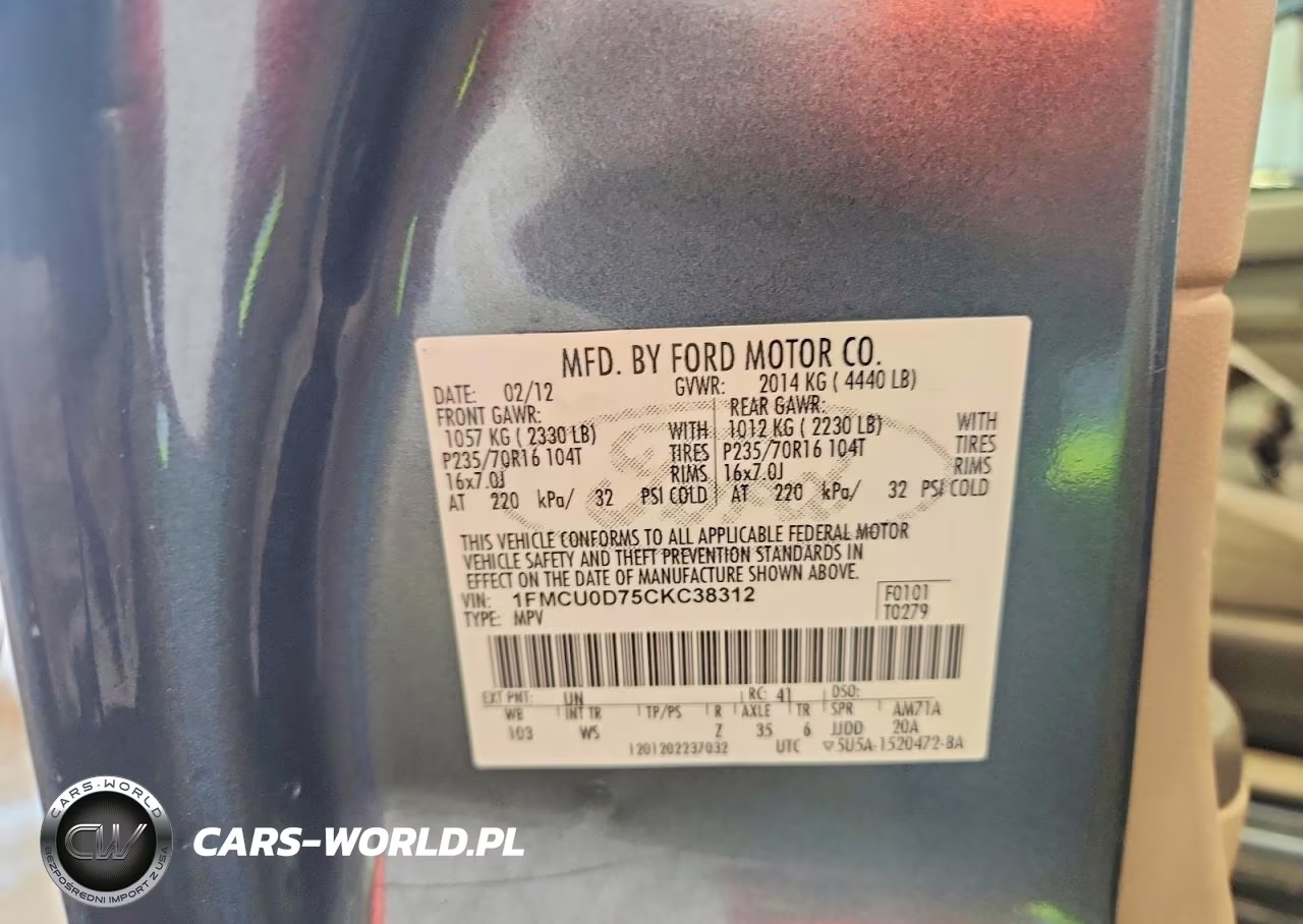 2012 Ford Escape Xlt VIN:1FMCU0D75CKC38312 - 13