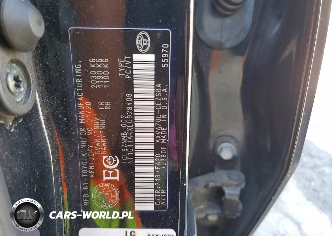 2020 Toyota Camry Se VIN:4T1G11AKXLU928408 - 12