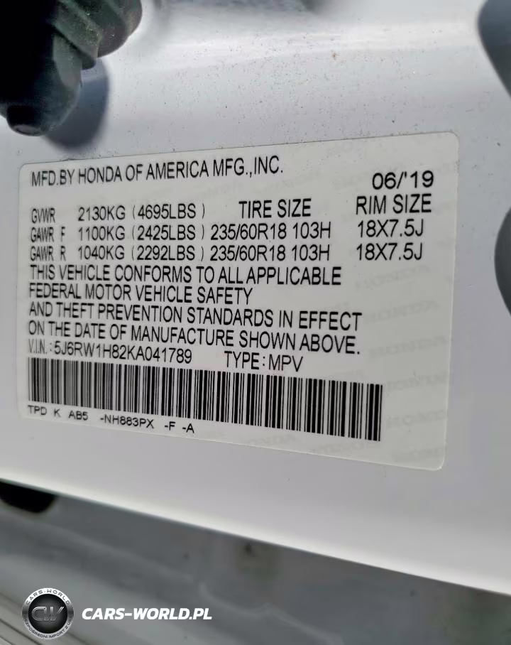 2019 Honda Cr-V Exl VIN:5J6RW1H82KA041789 - 12