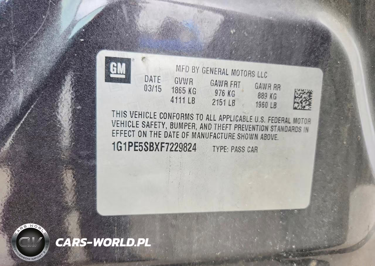 2015 Chevrolet Cruze Lt VIN:1G1PE5SBXF7229824 - 13