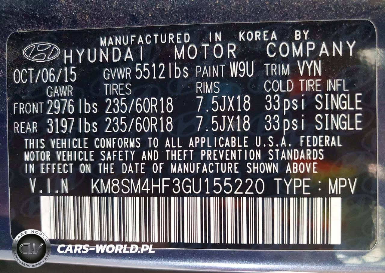 2016 Hyundai Santa Fe Se VIN:KM8SM4HF3GU155220 - 13