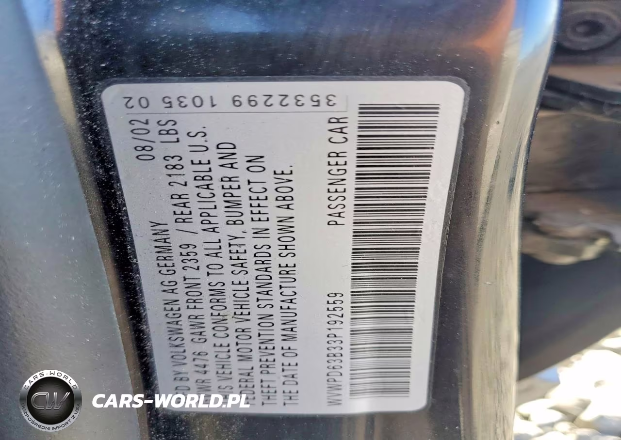 2003 Volkswagen Passat Gls VIN:WVWPD63B33P192559 - 12