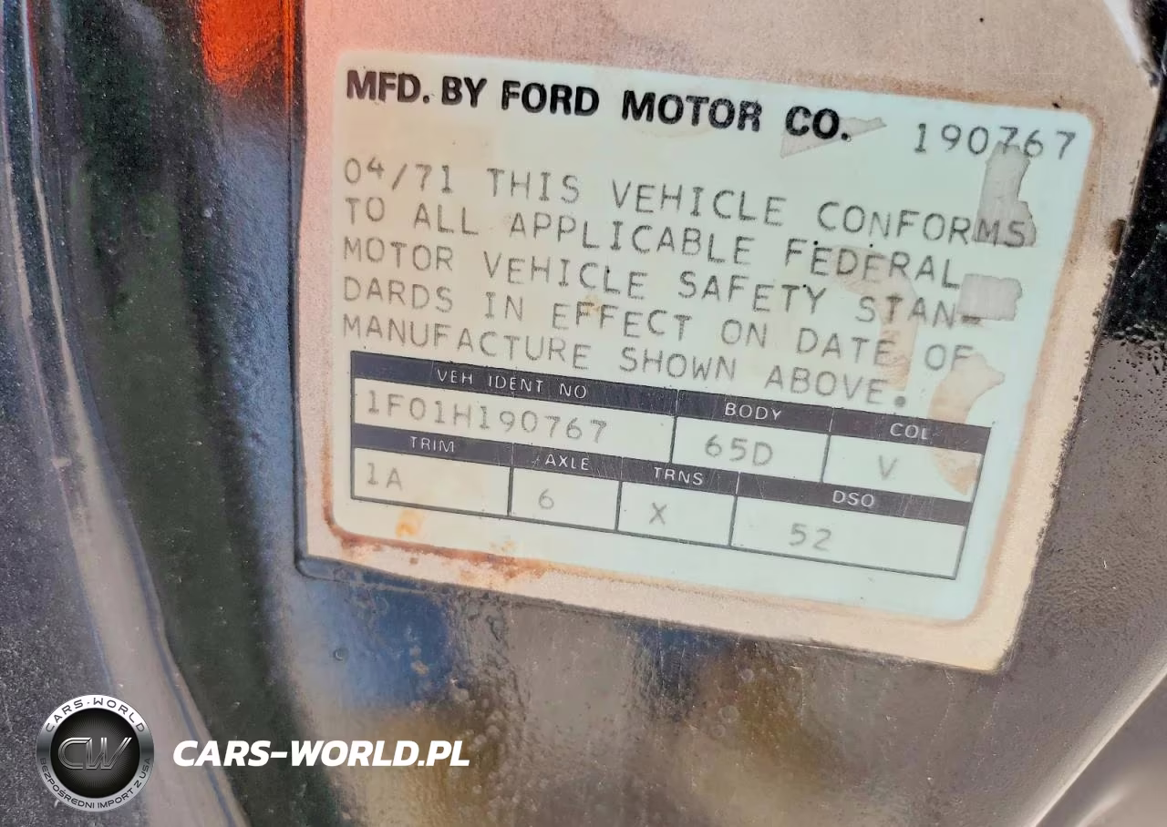 1971 Ford Mustang VIN:1F01H190767 - 12