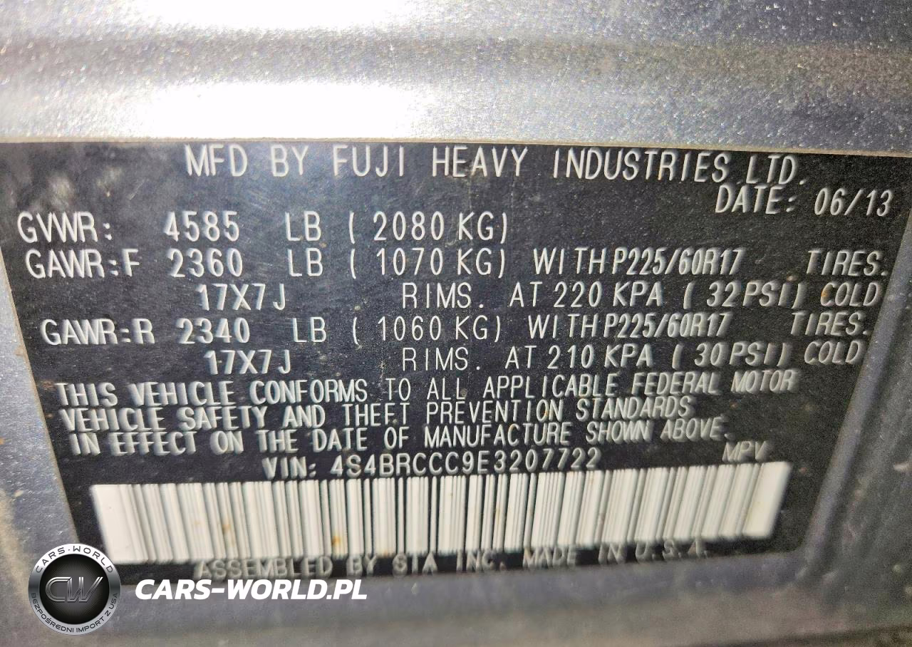2014 Subaru Outback 2.5I Premium VIN:4S4BRCCC9E3207722 - 13