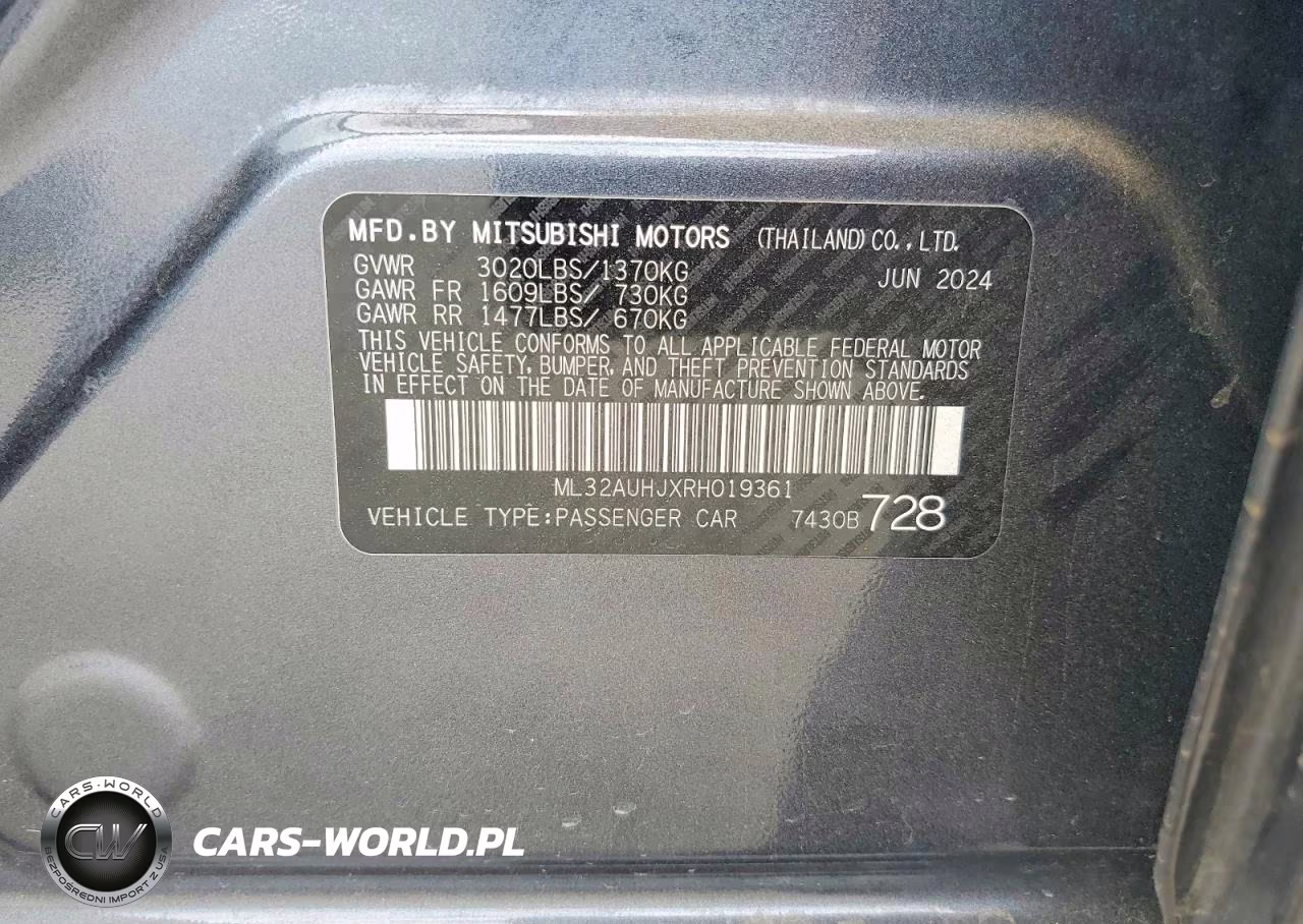 2024 Mitsubishi Mirage Es VIN:ML32AUHJXRH019361 - 12