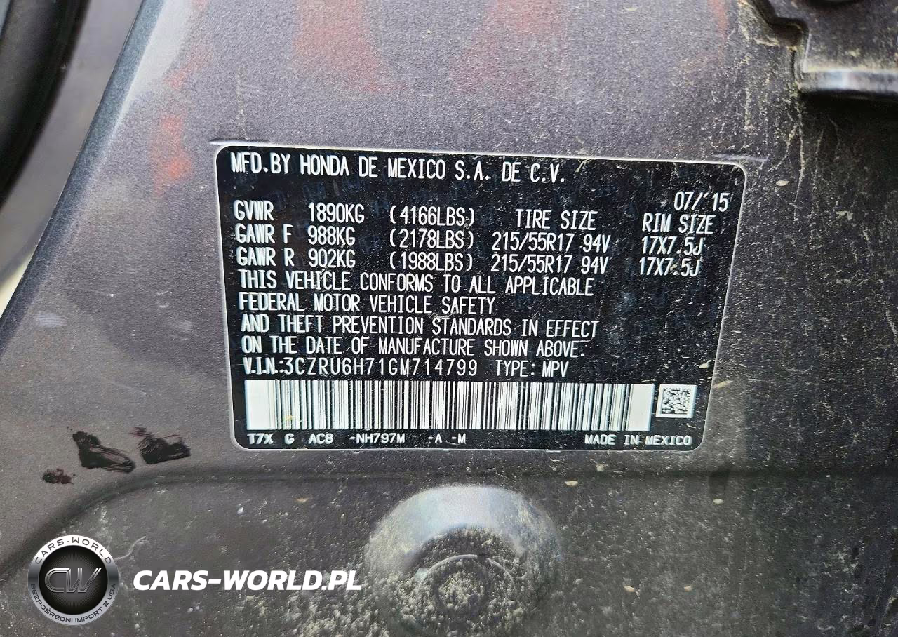 2016 Honda Hr-V Exl VIN:3CZRU6H71GM714799 - 12