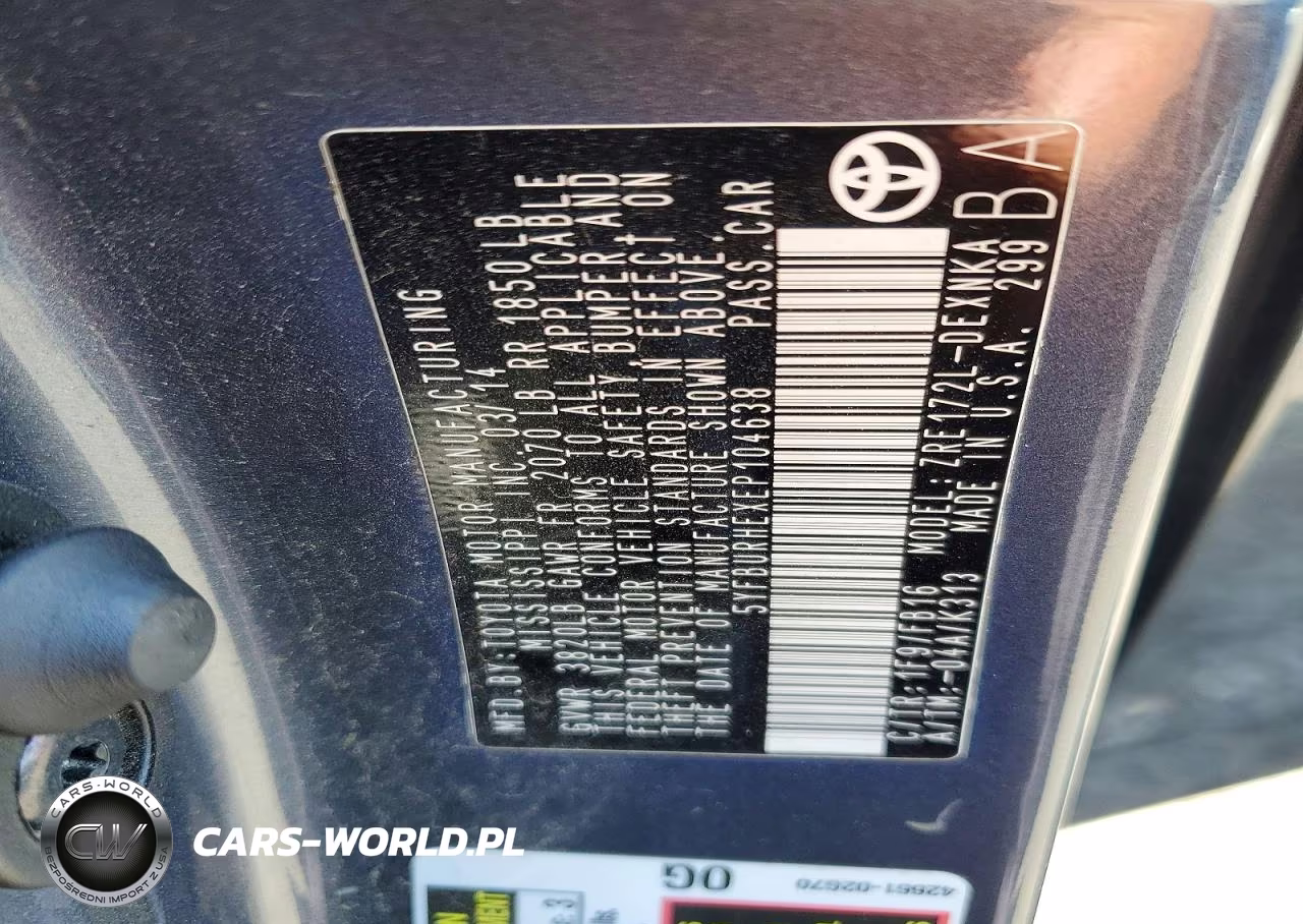 2014 Toyota Corolla Le Plus VIN:5YFBURHEXEP104638 - 12