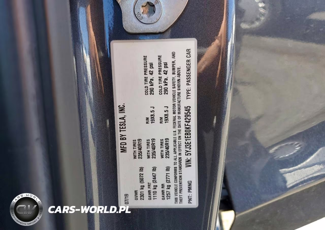 2019 Tesla Model 3 VIN:5YJ3E1EB0KF429545 - 12