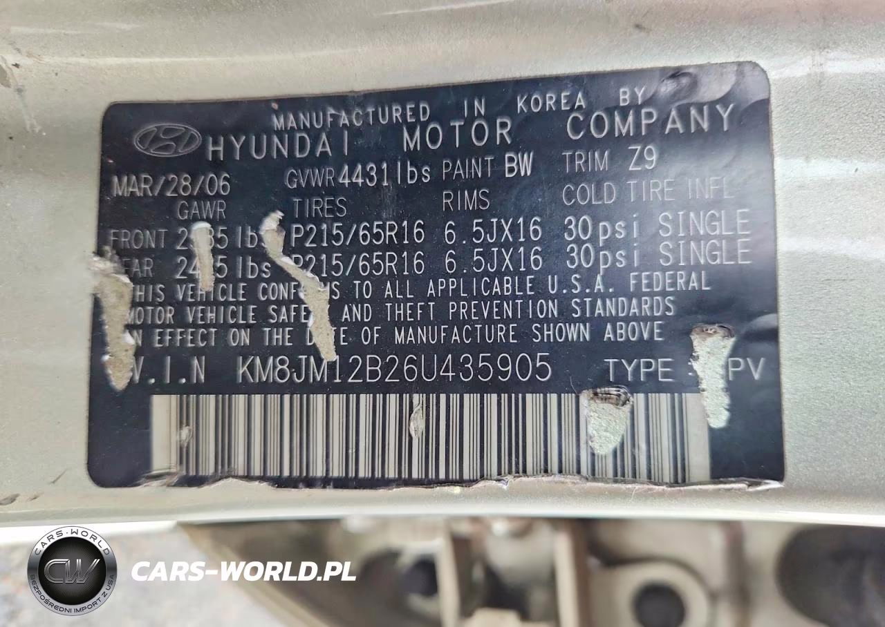 2006 Hyundai Tucson Gl VIN:KM8JM12B26U435905 - 13