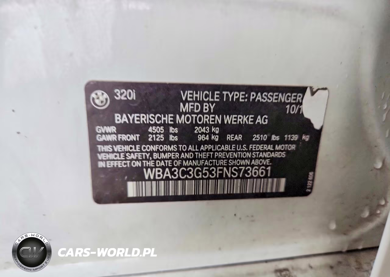 2015 BMW 320 I xDrive VIN:WBA3C3G53FNS73661 - 12