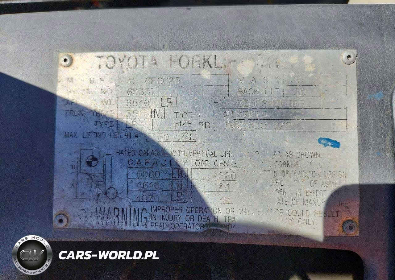2009 Toyota 42-6F Gc25 Forklift VIN:60351 - 10