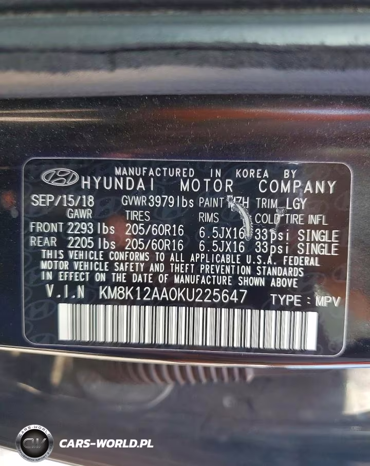 2019 Hyundai Kona Se VIN:KM8K12AA0KU225647 - 13